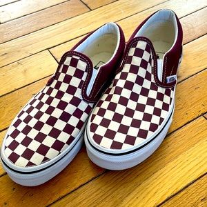 Red slip on kids Vans